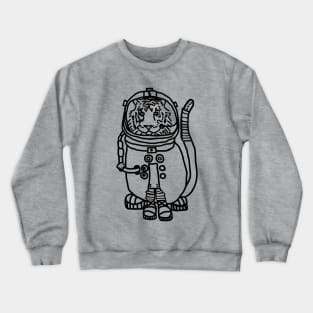 Sci Fi Tiger Astronaut Funny Animals in Space Crewneck Sweatshirt